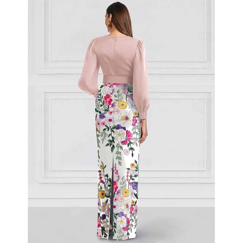 A-Line Evening Gown Elegant Dress Formal Wedding Floor Length Long Sleeve One Shoulder Satin with Bow(s) Slit Embroidery3