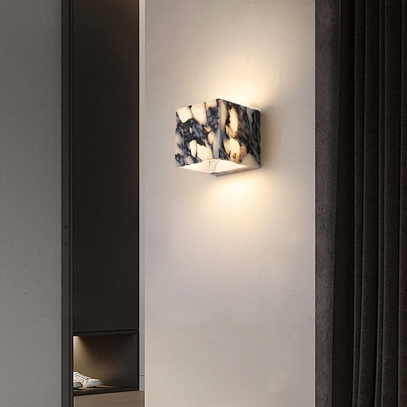 Wabi-Sabi Waterproof Natural Purple Marble Wall Lamp for Bedroom Hallway Entranceway3