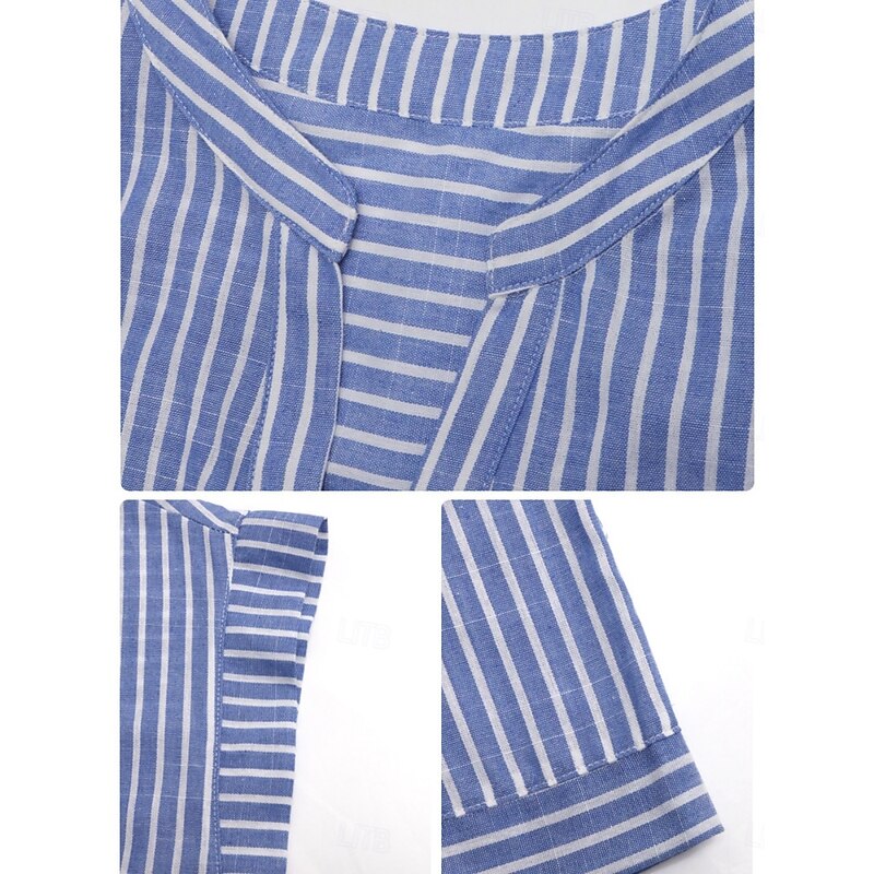 Women's Normal Romper Active Striped Sleeveless V Neck Lace up Pocket Vacation Daily Regular Fit Red Blue Green Summer3