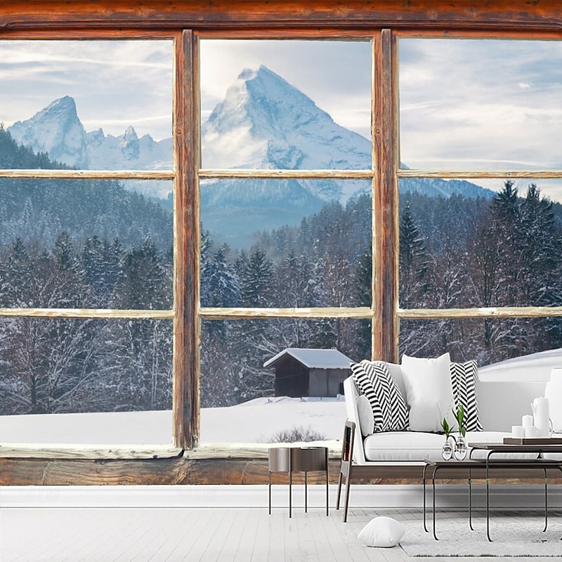 Landscape 3D Wallpaper Home Decoration Wall Mural Roll Peel and Stick Removable PVC/Vinyl Material Self Adhesive/Adhesive Required Wall Decor for Living Room