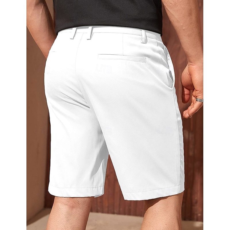 Men's Shorts Dress Shorts Summer Shorts Golf Shorts Pocket Straight Leg Plain Breathable No-Iron Knee Length Business Casual Daily Fashion Streetwear Black White2