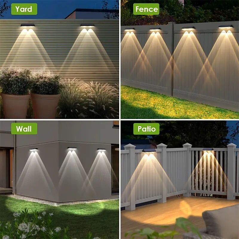 Solar Outdoor Wall Light - IP65 Waterproof, Garden Fence, Balcony, Porch Landscape Lighting 1/2/4pcs4