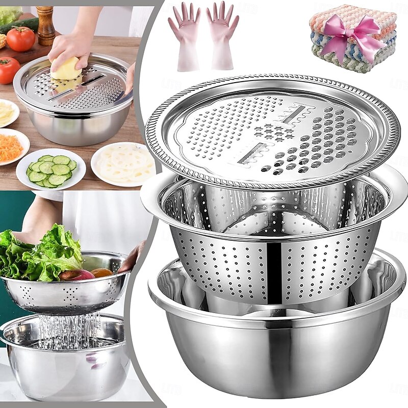 Smartdwel Basin, Germany Multifunctional Stainless Steel Basin, Smartdwel Multifunctional Stainless Steel Basin, 3 in 1 Stainless Steel Shredding & Drainage Chopping Basin
