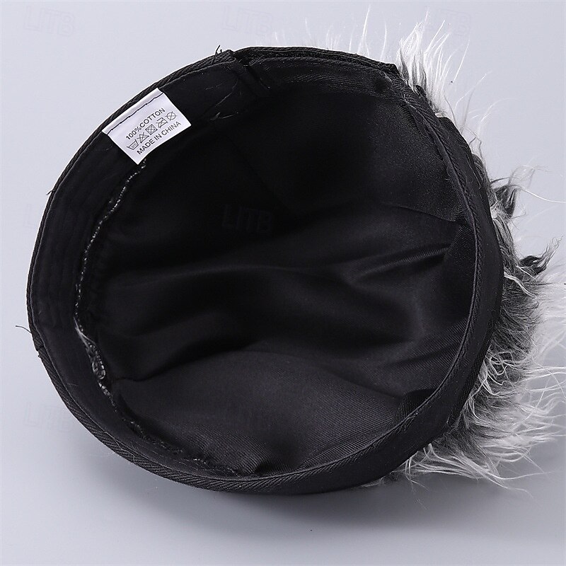 Men's Visor Hat with Spiked Wigs Fake Hair Visor Wig Men Sun Hat Wig Hat Wig Hair Golf Hat Black Coffee 100% Cotton Sexy Fashion Casual Daily Festival Adjustable Sunscreen Breathable4