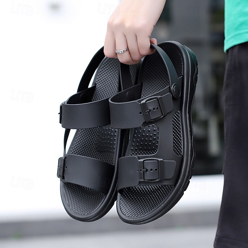 Men's Black Sport Sandals with Adjustable Buckle Straps, Comfortable Design for Outdoor, Casual and Summer Activities4