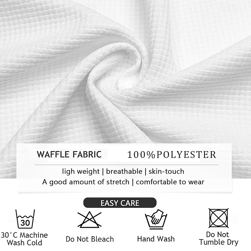 Men's Line Waffle Polo Shirts Long Sleeve Polo Shirts Collared Shirts Business Casual Outdoor Party Evening Wear Streetwear Buttons Spring Fall Winter Blue3