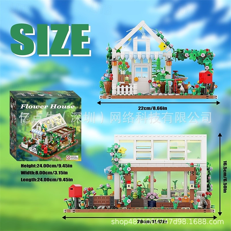 Flower House Building Block for Adults Garden Architecture Building Toy Greenhouse Model Building Set Garden Glass House Building Kit Christmas & Ideal Gift for Kids 12 (948pcs)3