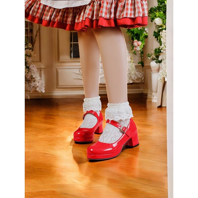 Women's Retro Patent Faux Leather Green Mary Jane Heels – Chunky Block Heel Platform Pumps for Cosplay, Parties & Vintage Fashion3