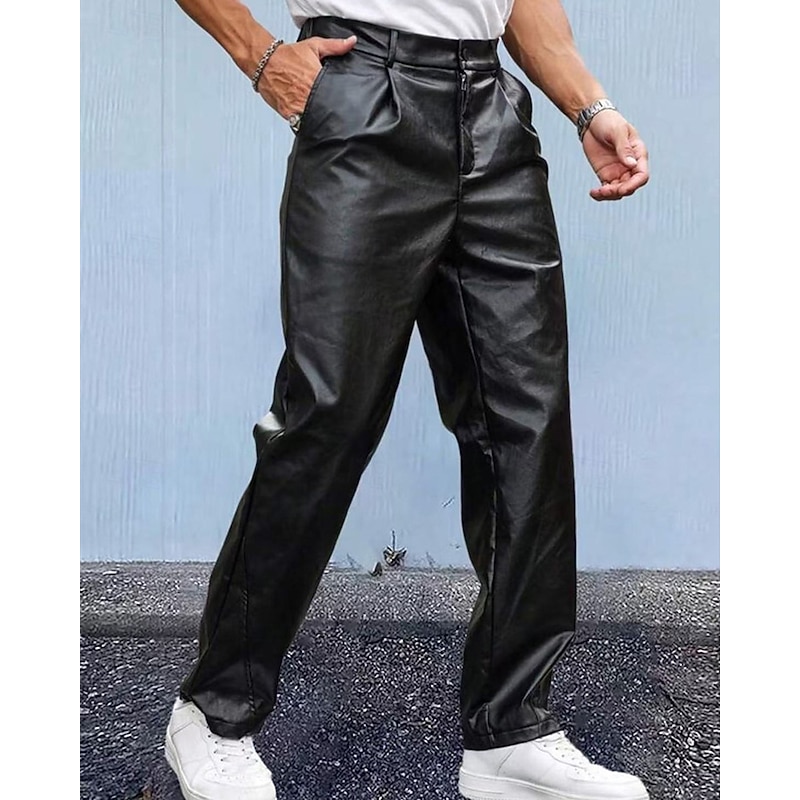 Men's Trousers Casual Pants Lederhosen Pocket Plain Comfort Outdoor Daily Fashion Casual Black Micro-elastic
