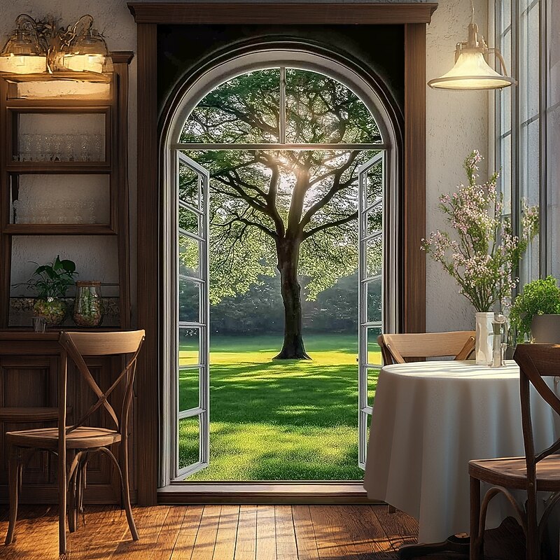 Landscape Door Decorations Door Covers Forest Tree Door Tapestry Door Curtain Decoration Backdrop Indoor/Outdoor Door Banner for Front Door Farmhouse3