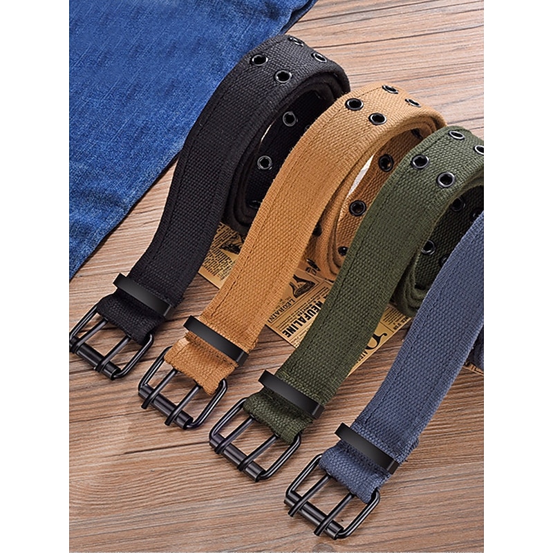 Men's Casual Canvas Belt with Black Buckle | Adjustable, Durable, Stylish | Ideal for Everyday Wear, Jeans and Outdoor Activities