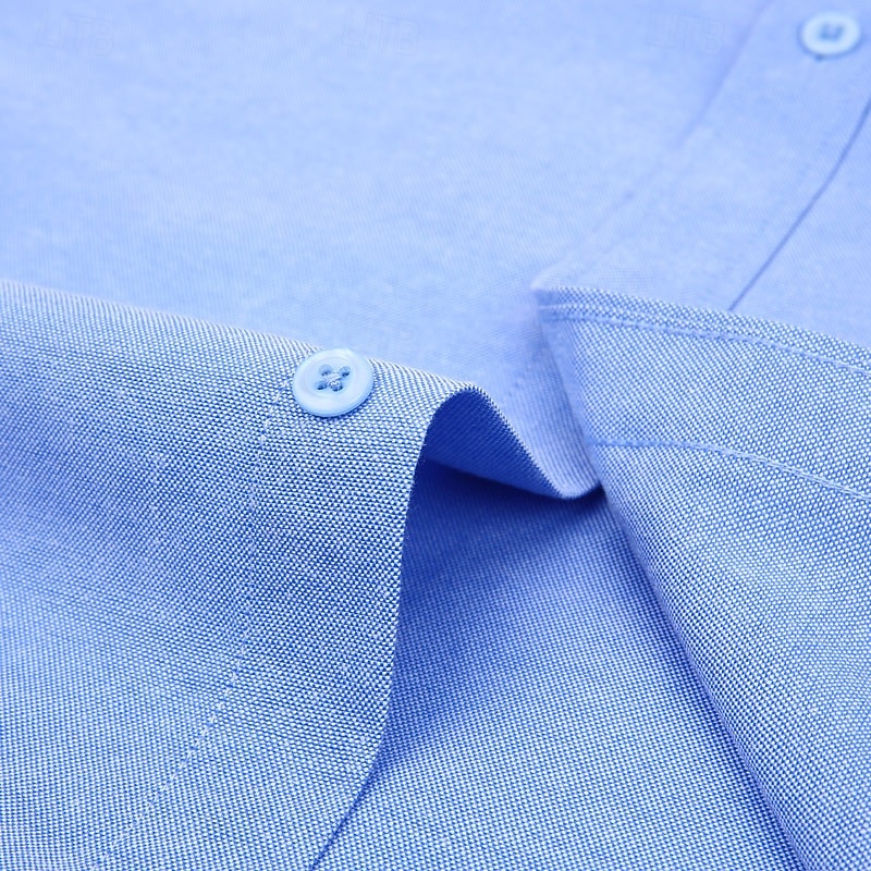 Men's Dress Shirt Button Down Shirt Oxford Shirt Wrinkle Resistant Plain Wedding Work Light Blue White Dark Blue Long Sleeve Collar Summer Spring Clothing Apparel3