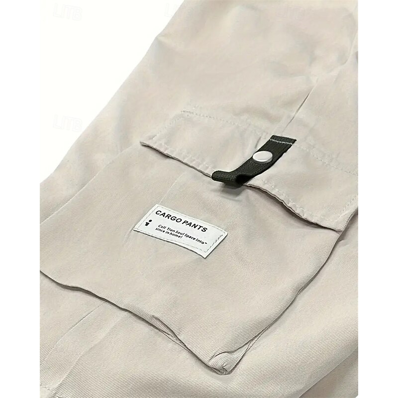 Men's Cargo Shorts Summer Shorts Capri shorts Drawstring Elastic Waist Multi Pocket Plain Comfort Wearable Calf-Length Outdoor Sport Daily Fashion Casual Black Khaki3