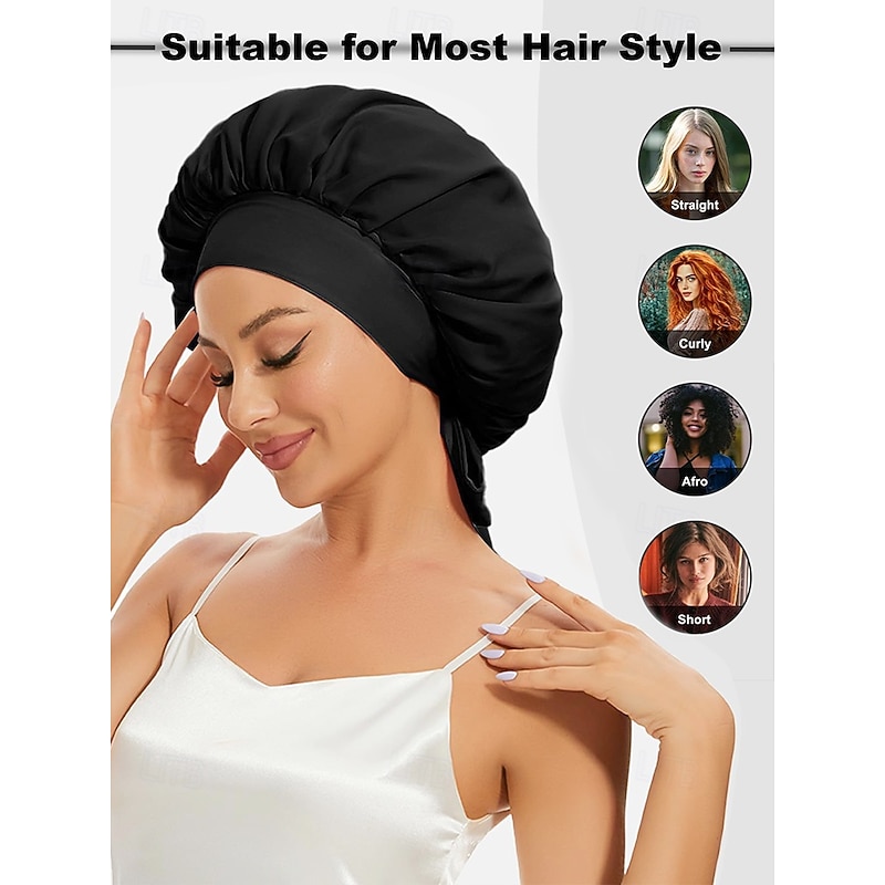 Silk Satin Sleep Bonnet with Bow for Women – Soft, Comfortable, and Stylish Hair Protection, Available in Multiple Colors4
