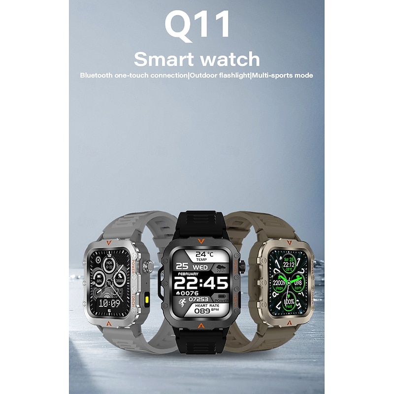 Q11 Smart Watch 1.73 inch Smartwatch Fitness Running Watch Bluetooth Pedometer Call Reminder Activity Tracker Compatible with Android iOS Women Men Hands-Free Calls Waterproof Step Tracker4