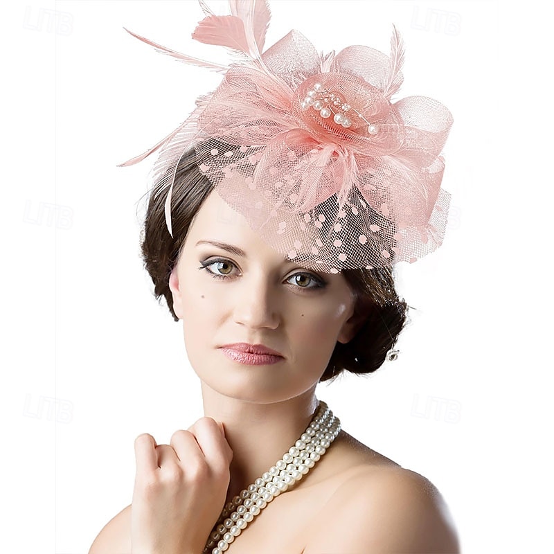 Fascinators Hat for Women Tea Party Feather Headband Mardi Gras Cocktail Hat Weddings4