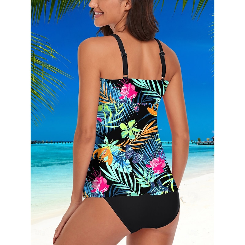 Women's Swimwear Tankini Swimsuit Beach Wear Beautiful Color Block Sleeveless Bathing Suits4