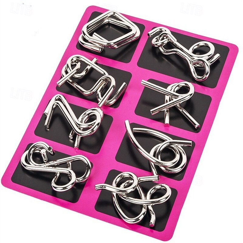 Metal Puzzle Game Set Educational Toy Game Unlock Iron Chain Toy Unlock Link Game Magic Toy Party Nine-Ring Puzzle Intelligence Buckle Lock Kongming Lock halloween christmas gift3