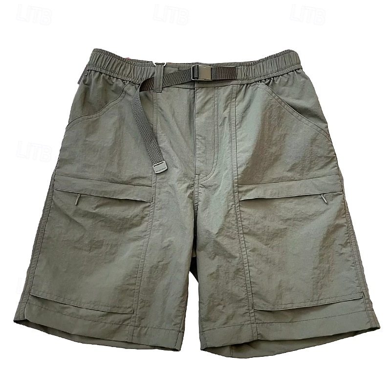 Men's Tactical Shorts Cargo Shorts Shorts Bermuda shorts Elastic Waist Zipper Pocket Straight Leg Plain Breathable Quick Dry Knee Length Outdoor Casual Camping & Hiking Sports Fashion Black Green