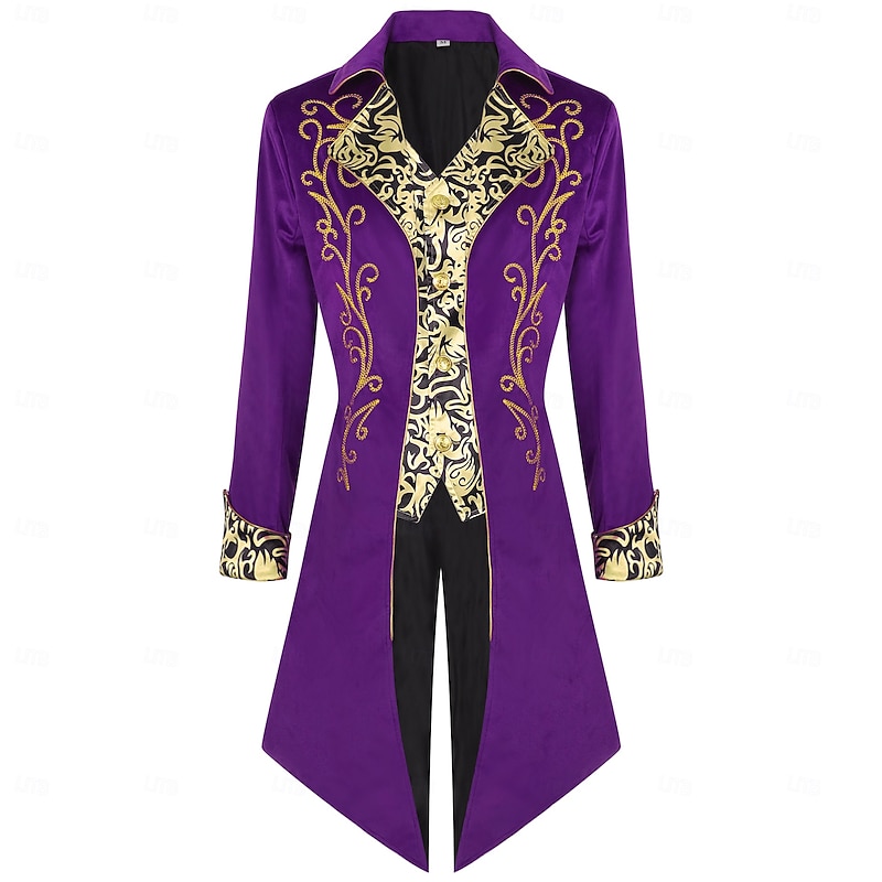 Men's Steampunk Vintage Tailcoat Jacket Gothic Victorian Frock Uniform Retro Vintage Medieval Renaissance3