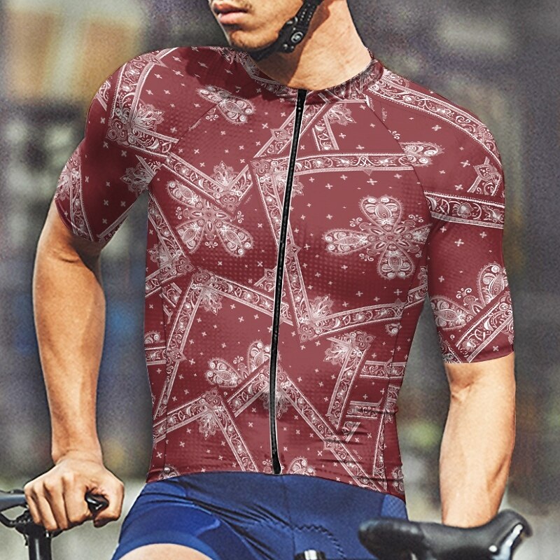 Men's Cycling Jersey Graphic Short Sleeve Bike Tee Tshirt Jersey with 3 Rear Pockets Mountain Bike MTB Quick Dry Anatomic Design Wicking Breathable Sports Wine Red Black Purple Clothing Apparel2