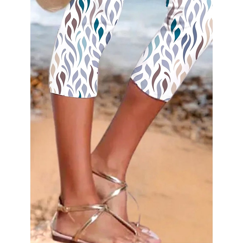 Women's Leggings Capri Pants High Elasticity Fashion Streetwear Calf-Length High Waist Graphic Polka Dot Gradient Printing Breathable Soft  Outdoor Daily Baby blue Summer Spring Regular Fit3