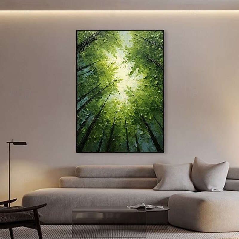 Handmade Oil Painting Canvas Wall Art Decoration Abstract Towering Trees Landscape for Home Living Room Decor Rolled Frameless Unstretched Painting4