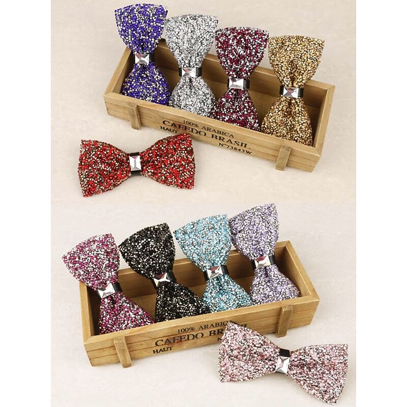 Men's Gold Rhinestone Bow Tie – Elegant Formal Accessory with Crystal Details, Perfect for Weddings, Parties and Special Occasions3