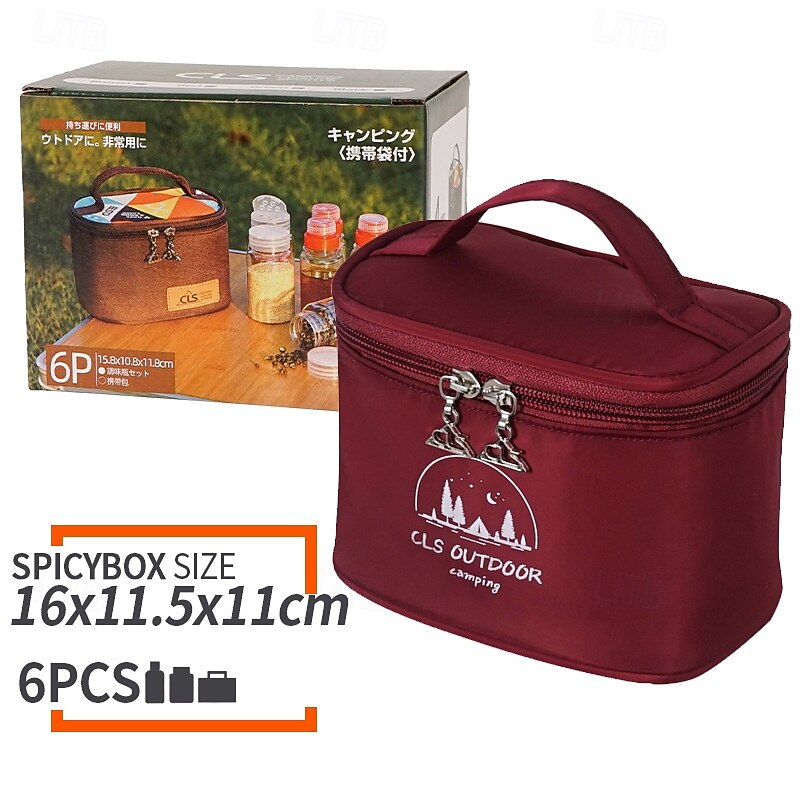 6-Piece Set Travel Spice Kit Spice Containers for Camping Portable Spice Kit Camping Salt Pepper Shakers Camping Spice Containers Seasoning Storage with Bag for Home Kitchen Camping BBQ Traveling 8