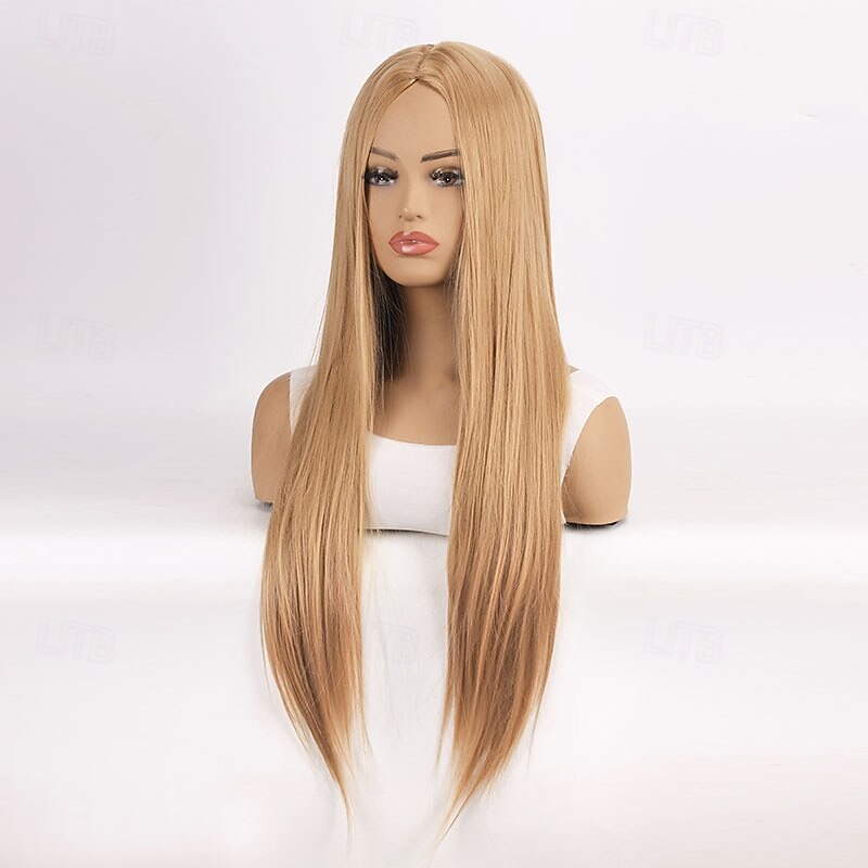 Synthetic Wig Wavy With Bangs Machine Made Wig 32 inches Light golden Synthetic Hair Women's Adorable For European Fluffy Blonde Silver Blonde3