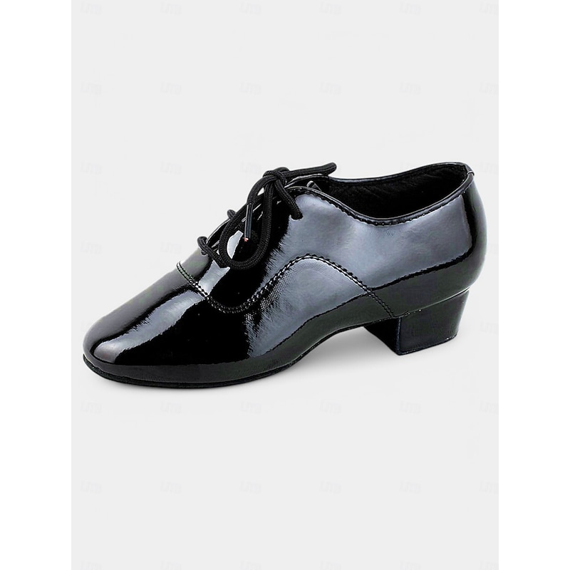 Children's Patent Leather Dance Shoes for Boys and Girls with Lace-Up Closure - Comfortable Ballroom, Latin, and Social Dance Footwear