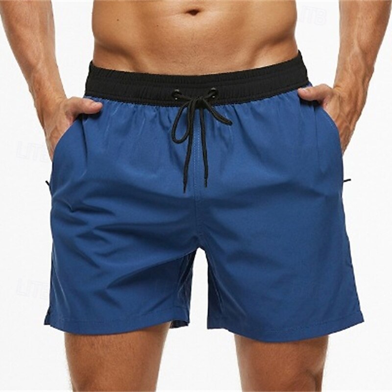 Men's Active Shorts Sweat Shorts Shorts Summer Shorts Pocket Drawstring Elastic Waist Plain Comfort Short Sports Outdoor Daily Going out Fashion Casual Lake blue Wine Micro-elastic2