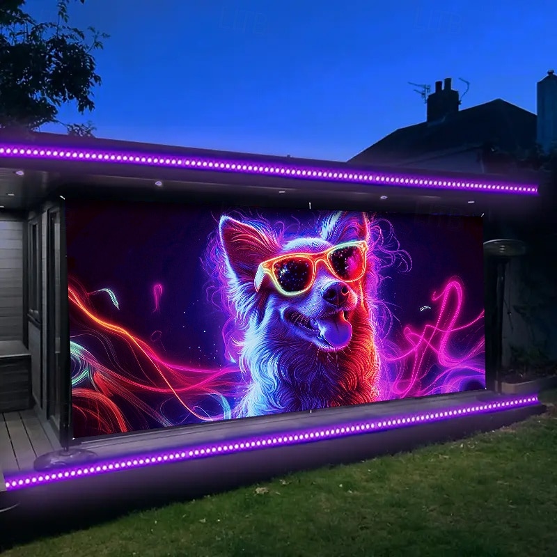 Blacklight Door Decorations Garage Door Cover Glow in the Dark Animal Dog Outdoor Banner Large Backdrop for Party Outdoor Garage Door Home Wall Decorations