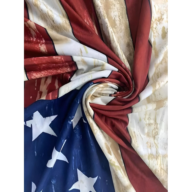 Women's Patriotic  Maxi Dress Long Sleeve Boho Dress Elegant Vintage Butterfly Sleeve Vacation Beach Regular Fit Flag Vintage Short Sleeve Crew Neck Blue Summer2