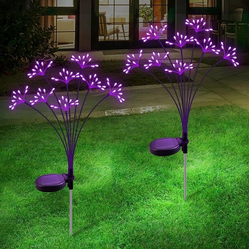 2pcs Solar Fireworks Lights, Waterproof Copper Wire Firefly Starburst Lights for Garden, Pathway, Wedding and Festival Decor