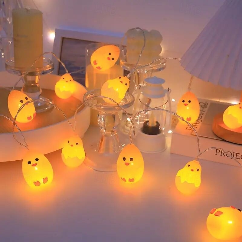 Easter String Lights Rabbit Chick Fairy 1.5m 10LEDs Battery Powered Home Garden Balcony Room Holiday Easter Party Decoration Hanging Lights3