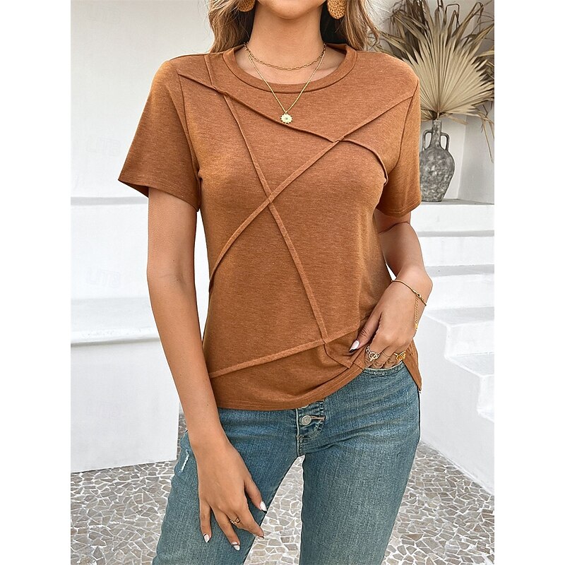 Women's T Shirt Plain Fashion Modern Casual Short Sleeve Crew Neck Regular Tops Daily Weekend Blue Fuchsia Orange Gray Summer Spring4