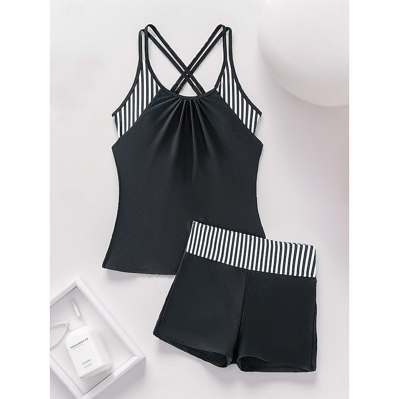 Women's Swimsuits One Piece Monokini Swimsuit Backless Tummy Control High Waist Slim Vacation Beach Wear Floral Stripe Halter Neck Sleeveless Bathing Suits2