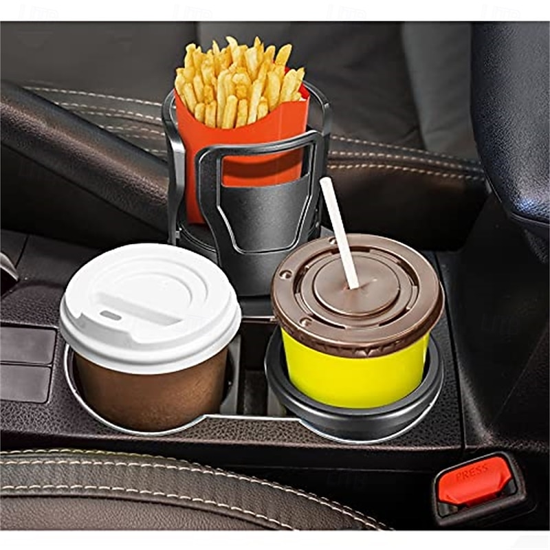2 in 1 Multifunctional Car Cup Holder Car Cup Holder Expander Adapter 360 Degrees Rotating Car Dual Cup Mount Adjustable Stand Expander for Round Cup Holder3