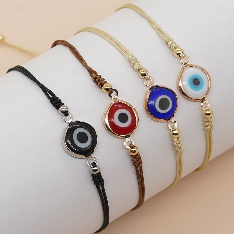 1pc Devil's Eye Shape Beads Rope Bracelet Colorful Hand Rope Friendship Bracelet Adjustable Jewelry