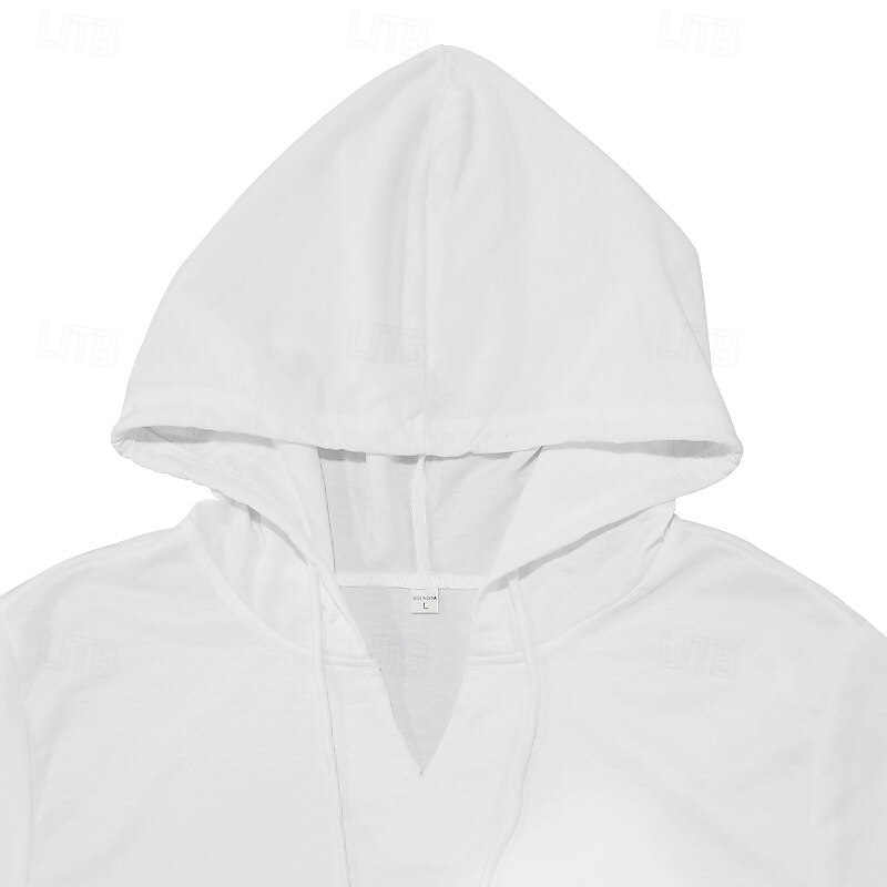 Men's Hoodie Tee Top Short Sleeve V Neck Summer Color Block Fashion Designer Comfortable Hooded Outdoor Casual Daily Black White Brown Top Tee for Men4