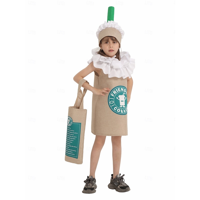 Coffee Halloween Cosplay Costume Outfits Funny Costumes Cosplay Kid's Boys' Girls' Halloween Carnival Mardi Gras Performance Party Easy Halloween Costumes Dress Up2