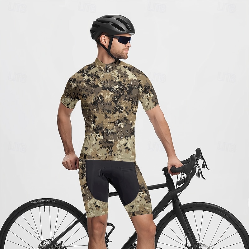 Men's Cycling Jersey Camo / Camouflage Short Sleeve Bike Tee Tshirt Jersey with 3 Rear Pockets Mountain Bike MTB Quick Dry Anatomic Design Wicking Breathable Sports Army Green Blue Green Clothing4