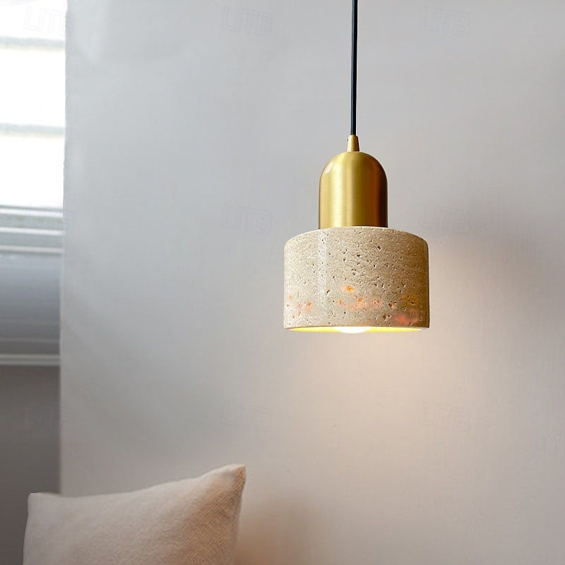 Stone Shade Cylinder Pendant Light Brass Hainging Light Kit Retro Mini Pendant Lamp Nordic Pendant Lighting 85-265V