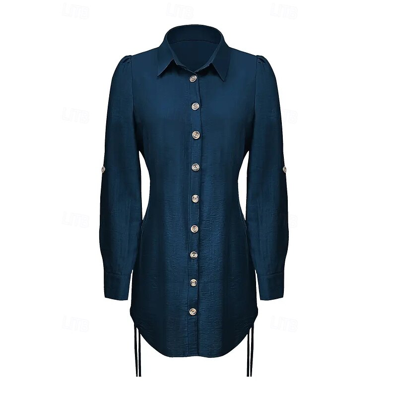 Women's Mini Dress Sexy Dress Elegant Daily Regular Fit Solid Color Long Sleeve V Neck Wine Fuchsia Green Dark Blue Fall2