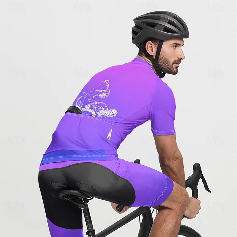 Men's Cycling Jersey Gradient Short Sleeve Bike Tee Tshirt Jersey with 3 Rear Pockets Mountain Bike MTB Quick Dry Anatomic Design Wicking Breathable Sports Purple Orange Green Clothing Apparel2