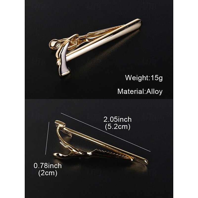 Men's Gold Plated Fork, Knife and Hammer Tie Clip - Unique and Stylish Design - Perfect for Weddings, Formal and Creative Occasions3