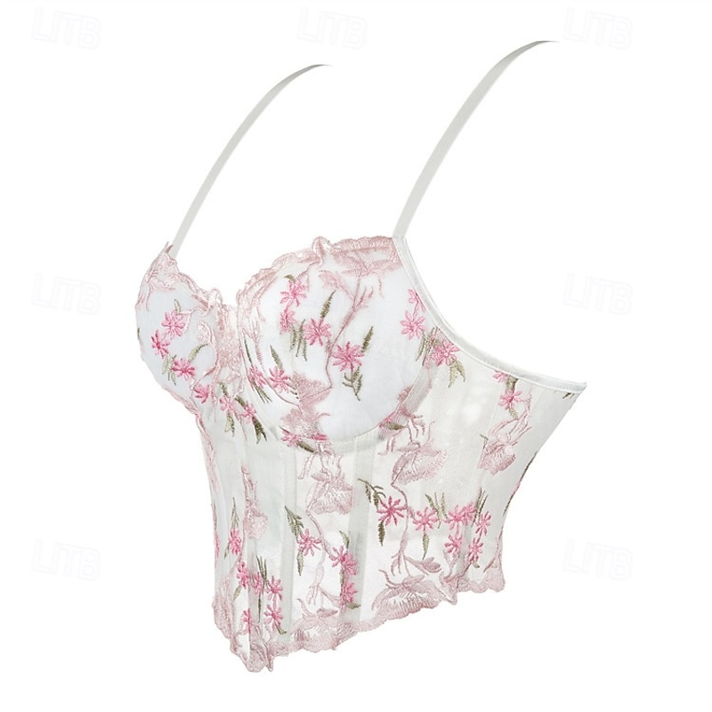 Retro Vintage Medieval Renaissance Corset Vest Bustier Lace up 13 Bones Floral Embroidery Sweetheart Neck Fancy Dress Women's Fantasy Halloween Carnival Party Casual Daily LARP Adults' Corset2