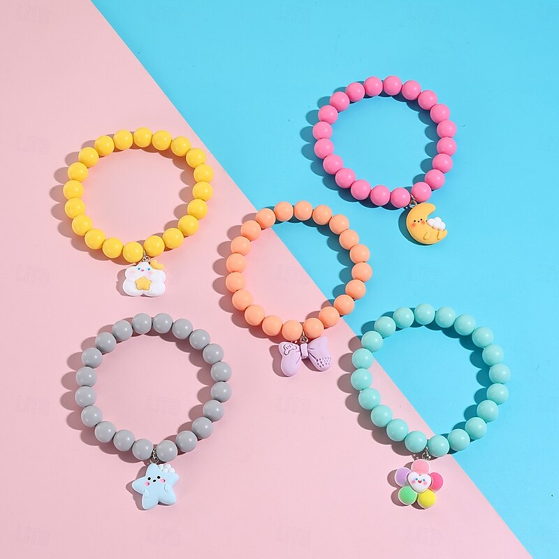 5pcs Cute Sun Flower, Rainbow Charm Beaded Unicorn Sun Flower Rainbow Bracelets Set2