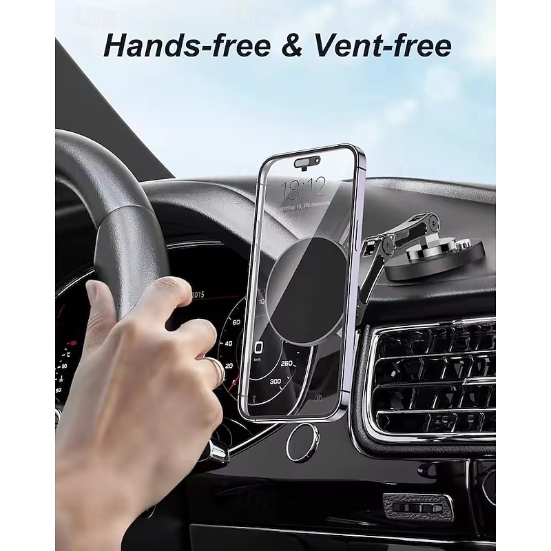 Magnetic Car Phone Holder Stand Dashborad Alloy Foldable Magnet Car Mount Smartphone Mobile Bracket For iPhone Samsung Xiaomi4